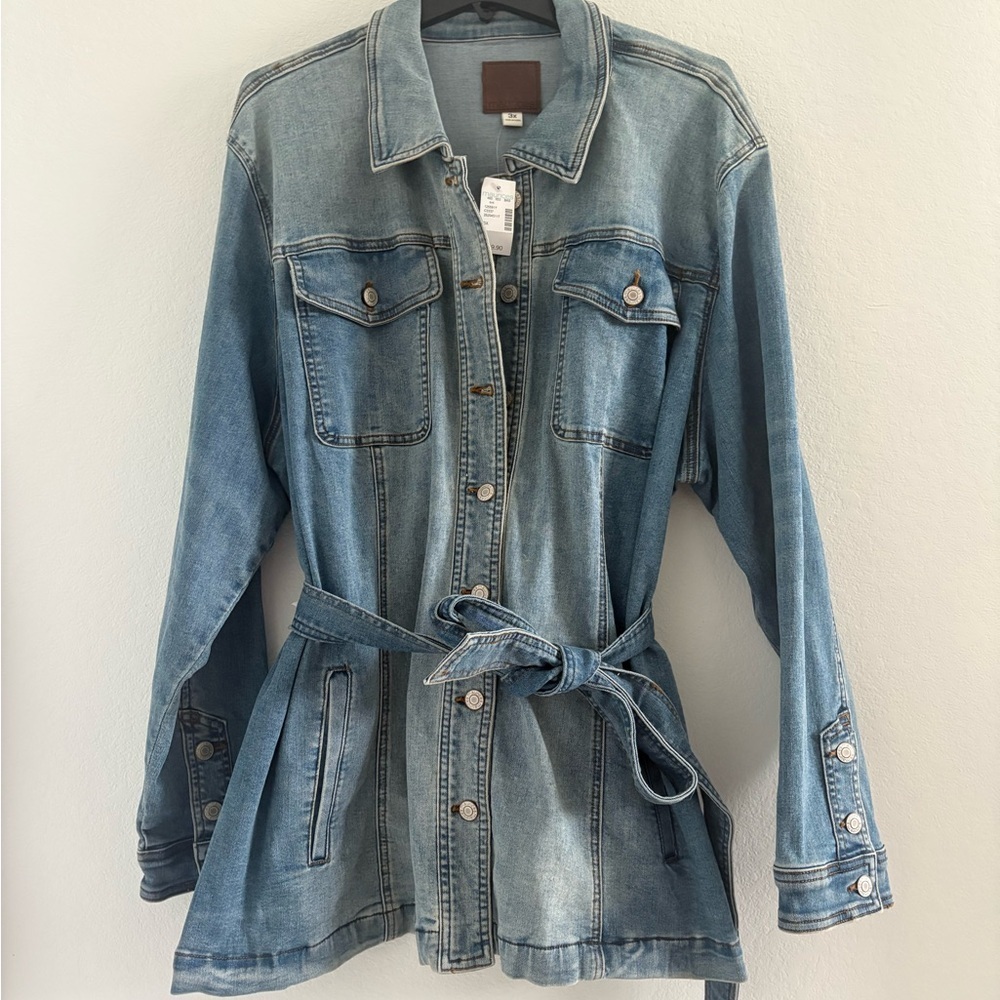 Maurices Belted Denim Trench Jacket NWT Womens 3X - Picture 3 of 10